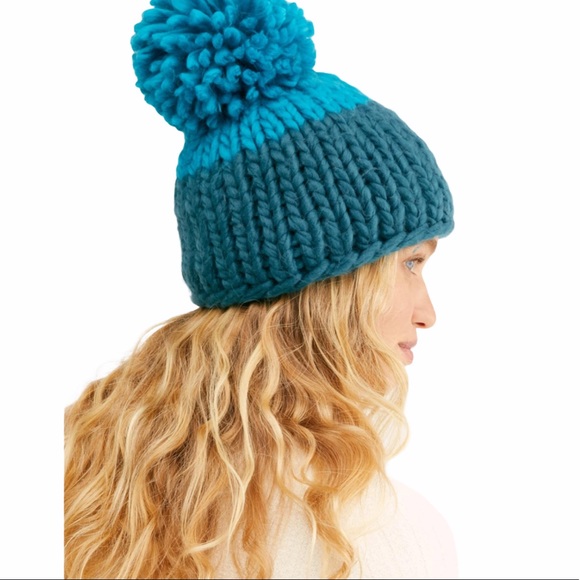 Free People Accessories - Free People Cozy Up Color Block Pom Knit Beanie
